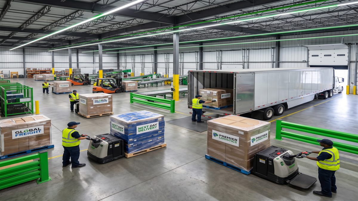 Palettes de plusieurs expéditeurs consolidées dans un camion Labatut Group sur une plateforme de groupage