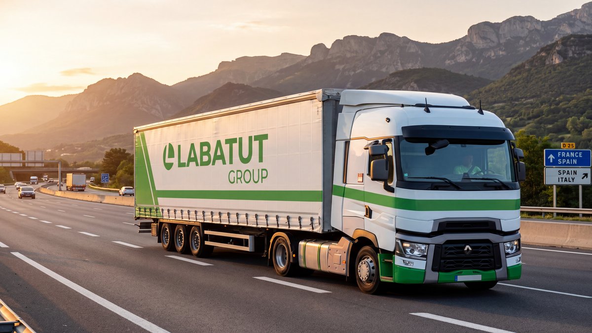 Camion Labatut Group transportant un lot complet sur l'autoroute France-Espagne-Italie