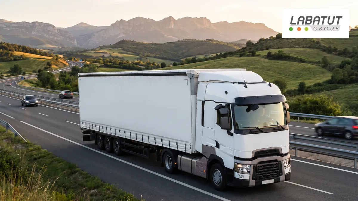 Camion Navanor sur une autoroute de Navarre, illustration Labatut Group
